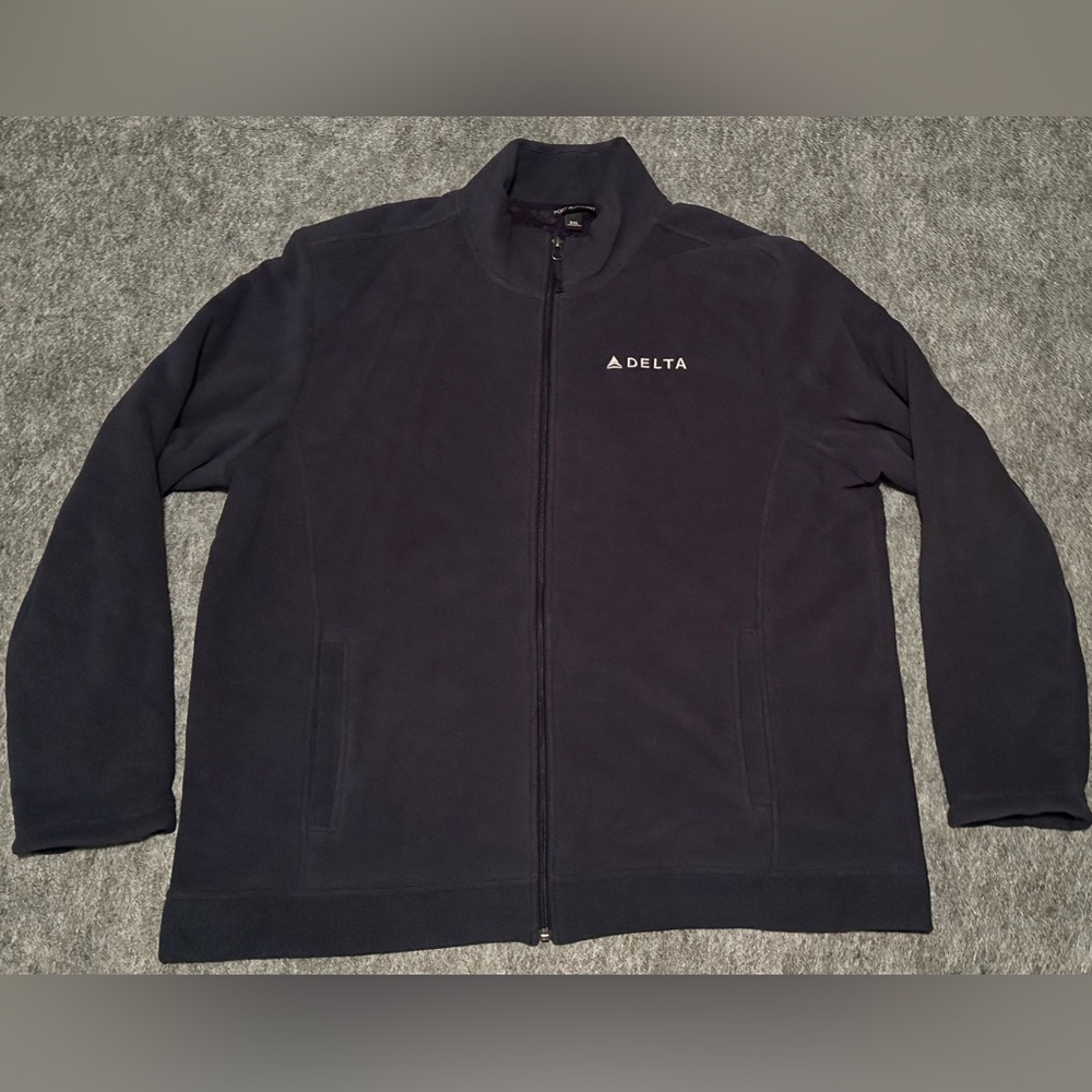 VTG Men's Port Authority Delta Air Lines Blue Fleece Lined Zip Jacket F211- 3XL